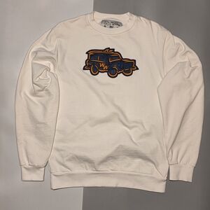 Men's Cream Crewneck Sweater with Graphic Patch